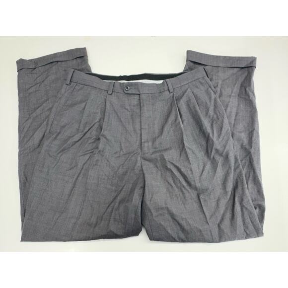 Perry Ellis Portfolio Mens Dress Pants Size 36x32 Gray Pleated Rolled Hems - Picture 1 of 12